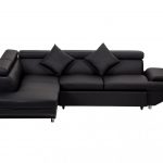 Contemporary Sectional Modern Sofa Bed - Black with Functional Armrest /  Back L