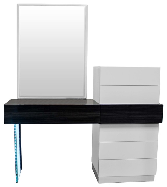 Ireland Modern White and Gray Vanity Dresser With Mirror, 2-Piece Set -  Modern - Dressers - by Furniture Import & Export Inc.