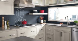 Asher gray kitchen cabinets in Maple Cirrus