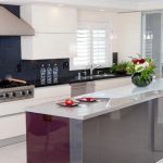 Modern Kitchen With Black Tile Backsplash