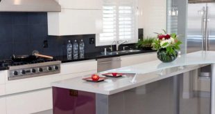 Modern Kitchen With Black Tile Backsplash