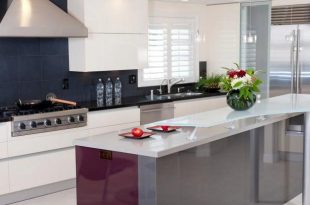 Modern Kitchen With Black Tile Backsplash
