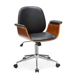 Office Chair Porthos Home Selma Office Chairs with Wheels, Curved Wooden  Armrests, Height Adjustable