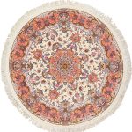 Modern Round Silk and Wool Persian Tabriz Rug 49558