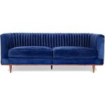 FOXLEY Blue Velvet Sofa - Midcentury Modern Sofa for Living Room - Channel  Tufted