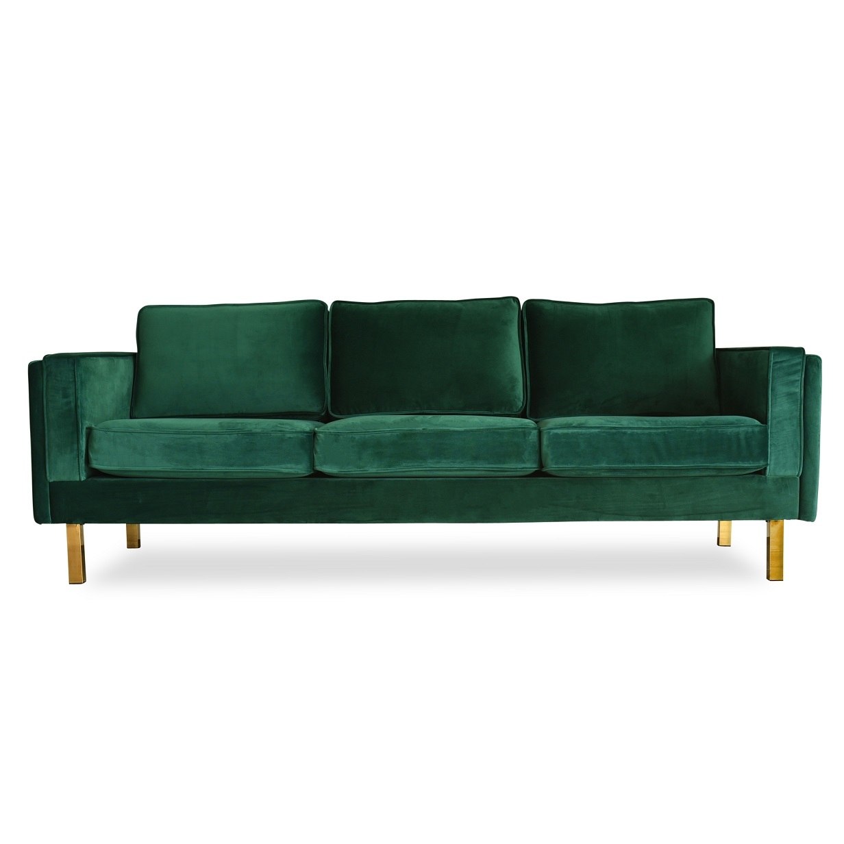 Lexington Mid-Century Modern Emerald Green Velvet Sofa