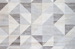 Silver Gray and White Modern Geometric Triangle Pattern Rug from Woodwaves