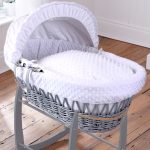 Clair De Lune Deluxe Padded Grey Wicker Baby Moses Basket - White Dimple |  Buy at Online4baby