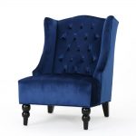 Noble House Toddman Navy Blue New Velvet High-Back Club Chair-301251 - The  Home Depot