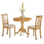 Oak Small Kitchen Table Plus 2 Chairs 3-piece Dining Set