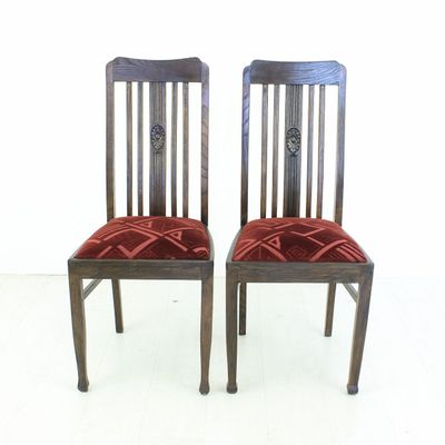 Vintage Oak Dining Chairs, 1920s, Set of 2 3