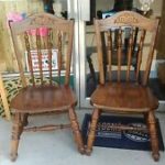 Set of 2 Solid Oak Pressed Back Virginia House Dining Room Chairs