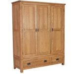 Rustic Saxon Oak 3 Door 2 Drawer Wardrobe SAX006A