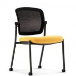 HON Ceres Multi Purpose Chair Yellow Mesh Back Armless Front Side View  HCG6.N.A.IM