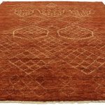 Mid-Century Modern Contemporary Moroccan Style Burnt Orange Rug with Tribal  Design For Sale