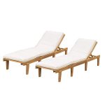 Traveller Location : Outdoor Pool/Deck Furniture, Teak Chaise Lounge Chairs with  Cushions (Set of 2) : Garden & Outdoor