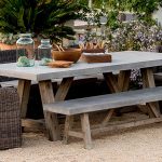 concrete outdoor dining table and bench