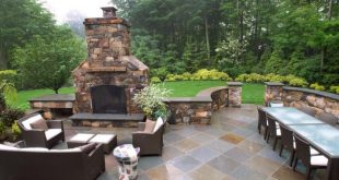 Neutral Stone Patio for Outdoor Entertaining