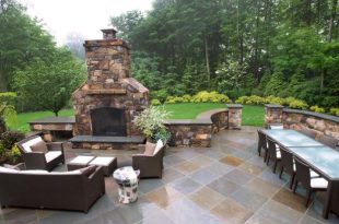 Neutral Stone Patio for Outdoor Entertaining
