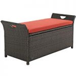 Ulax furniture Outdoor Storage Bench Rattan Style Deck Box w/Cushion