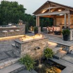 Amazing Backyard Paver Patio Ideas With Bar And Covered Roof