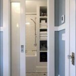 Awesome White Wood Frame Glass Pocket Door Ideas