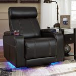 Signature Design by Ashley Boyband Faux Leather Power Recliner with Cup  Holders, Storage, Cup Holders, & LED Lighting
