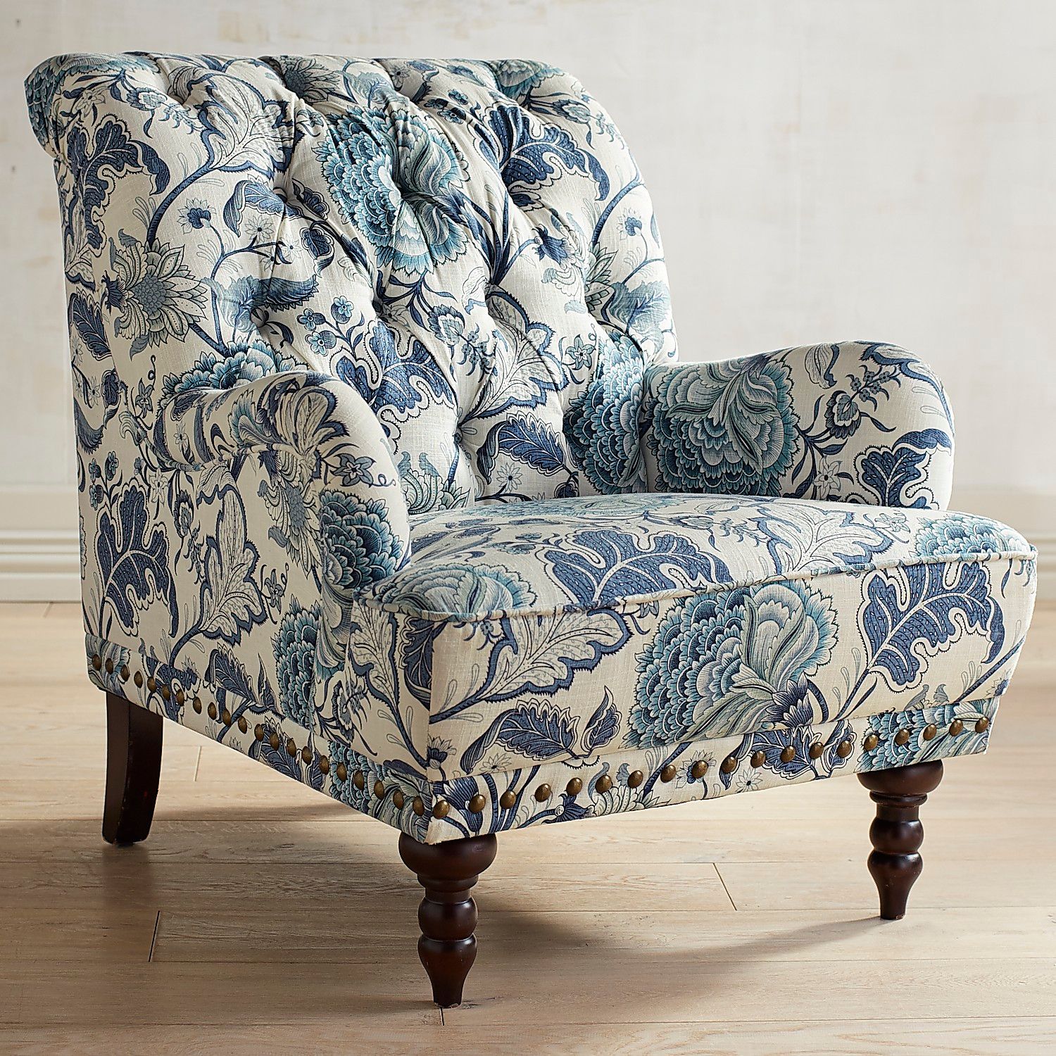 Chas Indigo Blue Floral Armchair