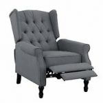 Image is loading Vintage-Recliner-Chair-Living-Room-Linen-Fabric-Reclining-