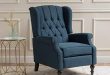 GDF Studio | Elizabeth | Button-Tufted Fabric Recliner Arm Chair | in Dark  Blue