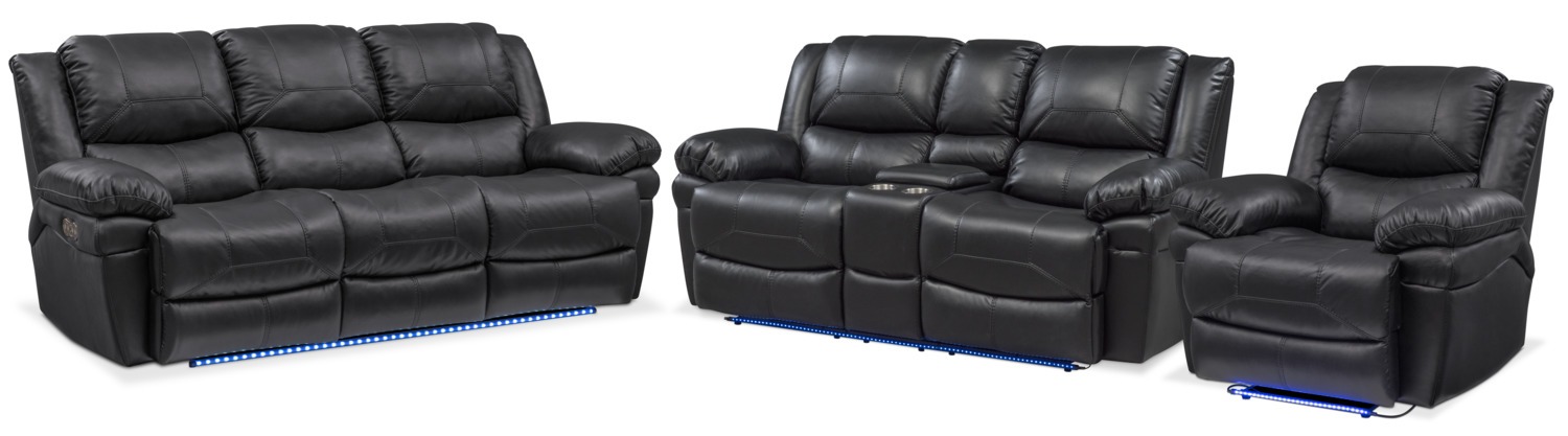 Monza Dual Power Reclining Sofa, Reclining Loveseat and Recliner Set