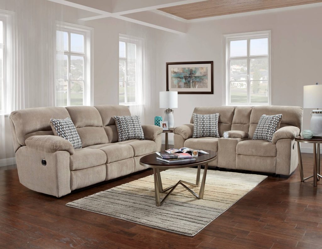 Chevron Seal Reclining Sofa and Loveseat Set