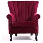 Warmiehomy Armchair Velvet Upholstered Accent Chair Armchair Wing Back  Fireside Chair with Solid Wooden Legs for
