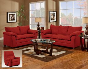 Red Couch and Loveseat - living room