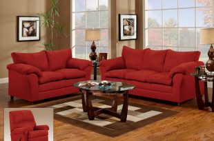 Red Couch and Loveseat - living room