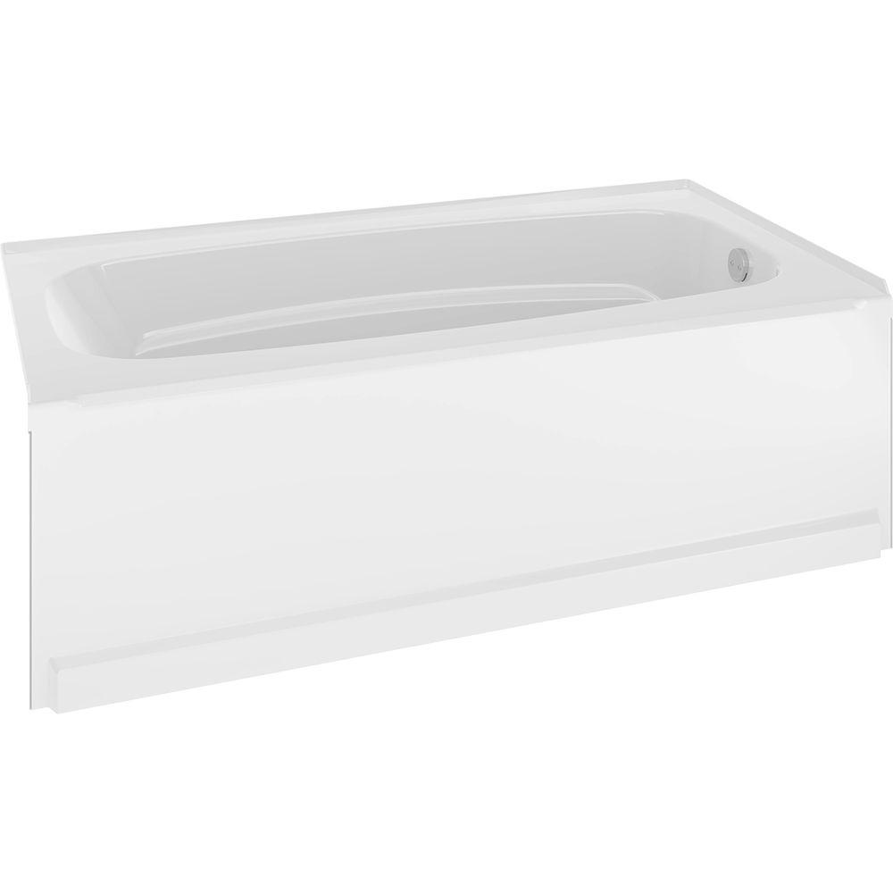 Right-Hand Drain Rectangle Alcove Non-Whirlpool Bathtub in-High Gloss White