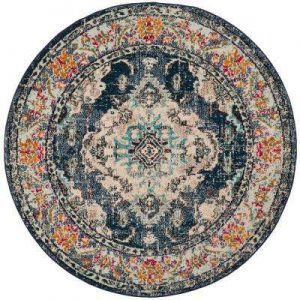 Monaco Navy/Light Blue 7 ft. x 7 ft. Round Area Rug