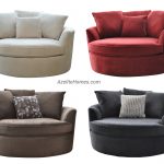 Modern Upholstered Microfiber Fabric Round Swivel Loveseat Chair with  Hardwood Frame and Removable Seat Cushion with Black White Brown and Red  Color Options