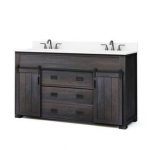 Style Selections Morriston 60-in Distressed Java Double Sink Bathroom Vanity  with White Engineered Stone