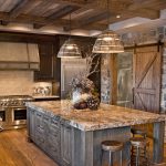 WAY to dark for the rest of it though. oversized island; custom cabinetry;  kitchen cabinets; distressed; rustic; glazed; knotty alder; stained;