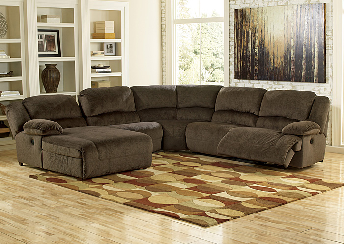Toletta Chocolate Left Facing Chaise End Power Reclining Sectional,Signature  Design By Ashley