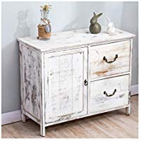 Cherry Tree Furniture Distressed White Paulownia Wood Shabby Chic Sideboard  Storage Cabinet