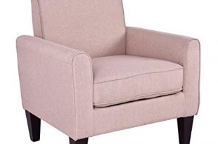 Giantex Modern Accent Arm Chair Single Sofa Linen Wooden Leisure Living  Room Furniture (Beige)
