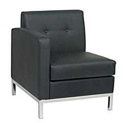 Office Star Wallstreet Series Left Hand Single Arm Chair, Black faux leather
