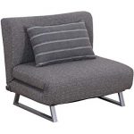 HOMCOM Folding Single Sofa Bed Chair Convertible Lounge Couch Futon Chair  Guest Bed (Grey)