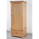 Devon Solid Oak Single Wardrobe with 1 Drawer/Part Assembled 1 Door 1  Drawer Single