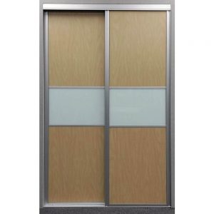 Matrix Maple and White Painted Glass Aluminum Interior Sliding Door