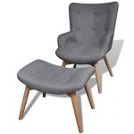 vidaXL Armchair and Foot Stool French Chair Bedroom Living Room Seat Set  Gray