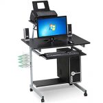 go2buy Small Spaces Computer Desk with Keyboard Tray Drawer and Printer  Shelves Mobile Laptop Table Workstation