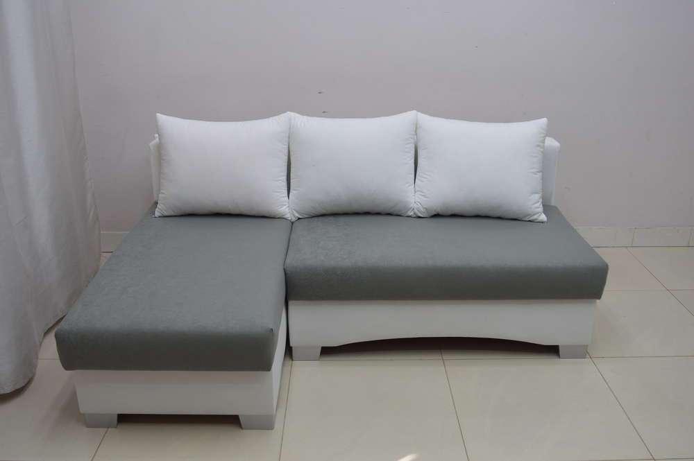 Neoteric Small Corner Sofa Bed Picco White Dk Grey Suedline Fabric